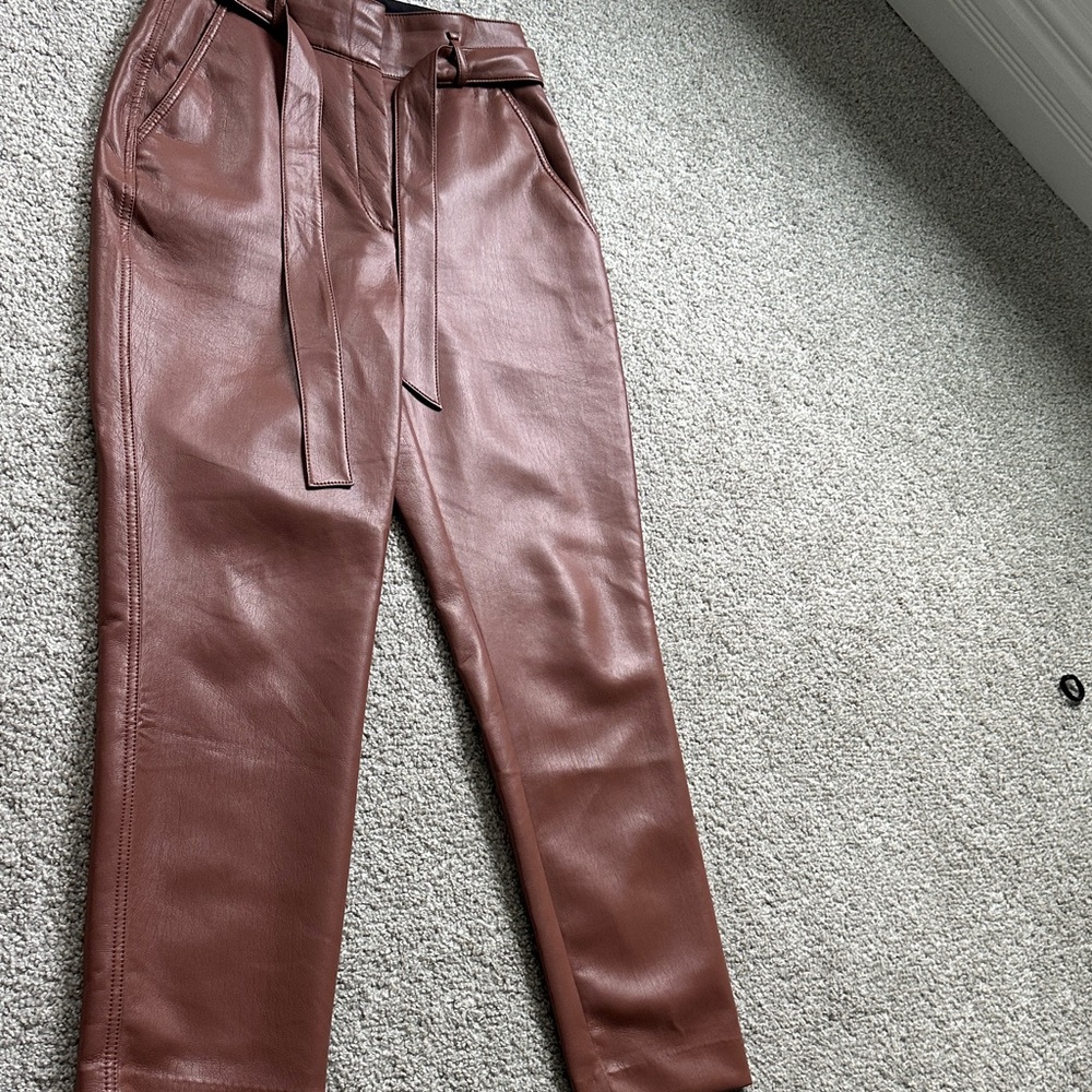 Women’s Aritzia babaton brown Leather Pants with Belt